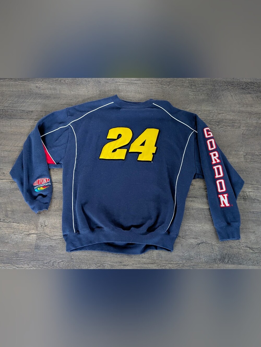 Vintage 90s Nascar Jeff Gordon #24 Spellout Sleeve Crewneck Sweatshirt Size L